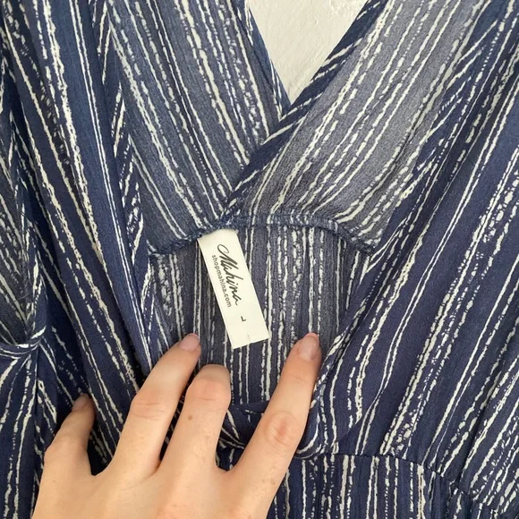 Mahina Blue and White Striped Midi Dress - Picture 2 of 3